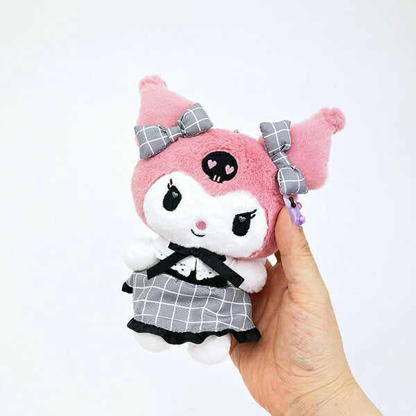 Sanrio Kuromi 黑色格紋系列 掛飾公仔 Black Graph Series Plush Charm - TOYZHOLIC
