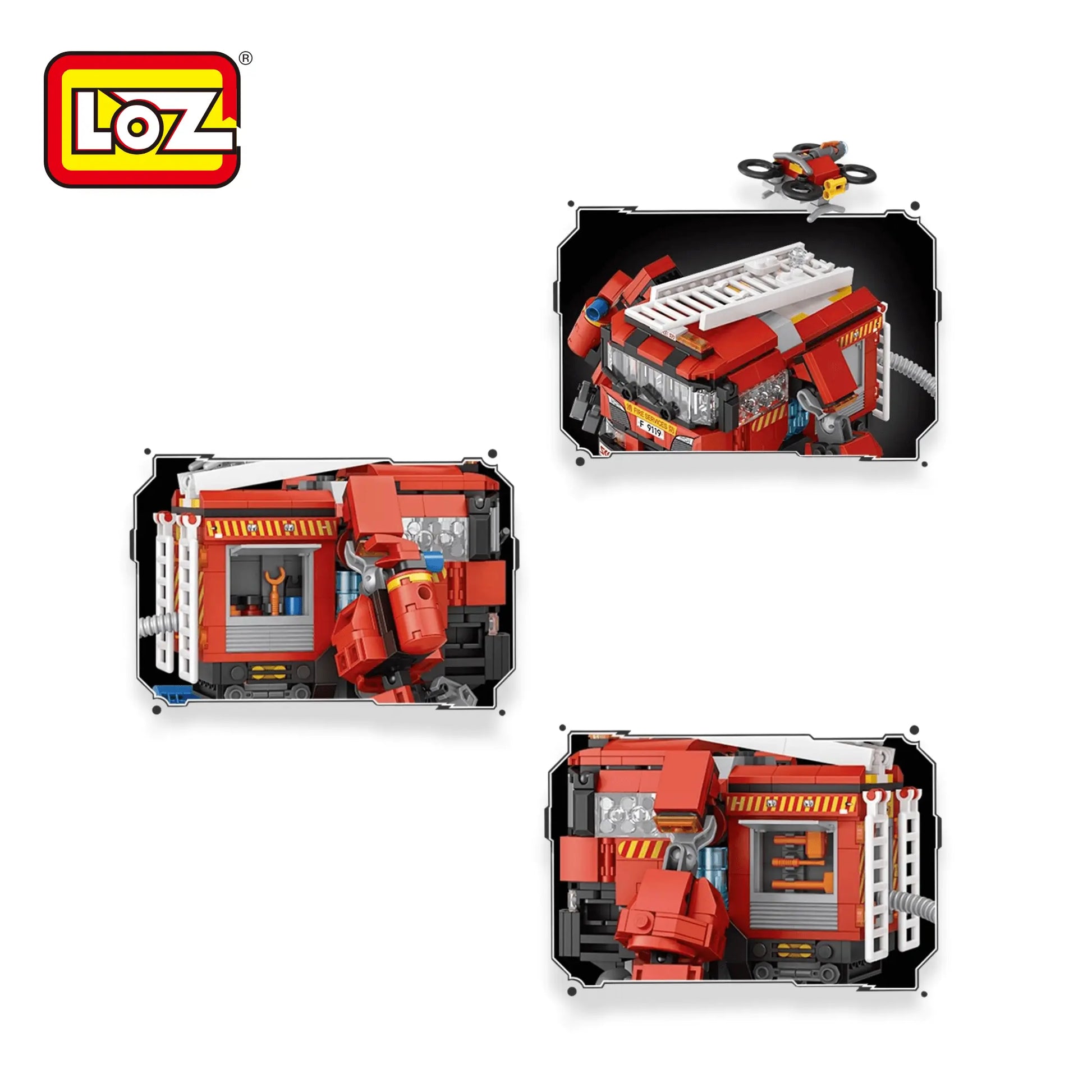 Loz 香港消防車 積木機械人  Hong Kong Fire Truck Building Blocks Robot - TOYZHOLIC