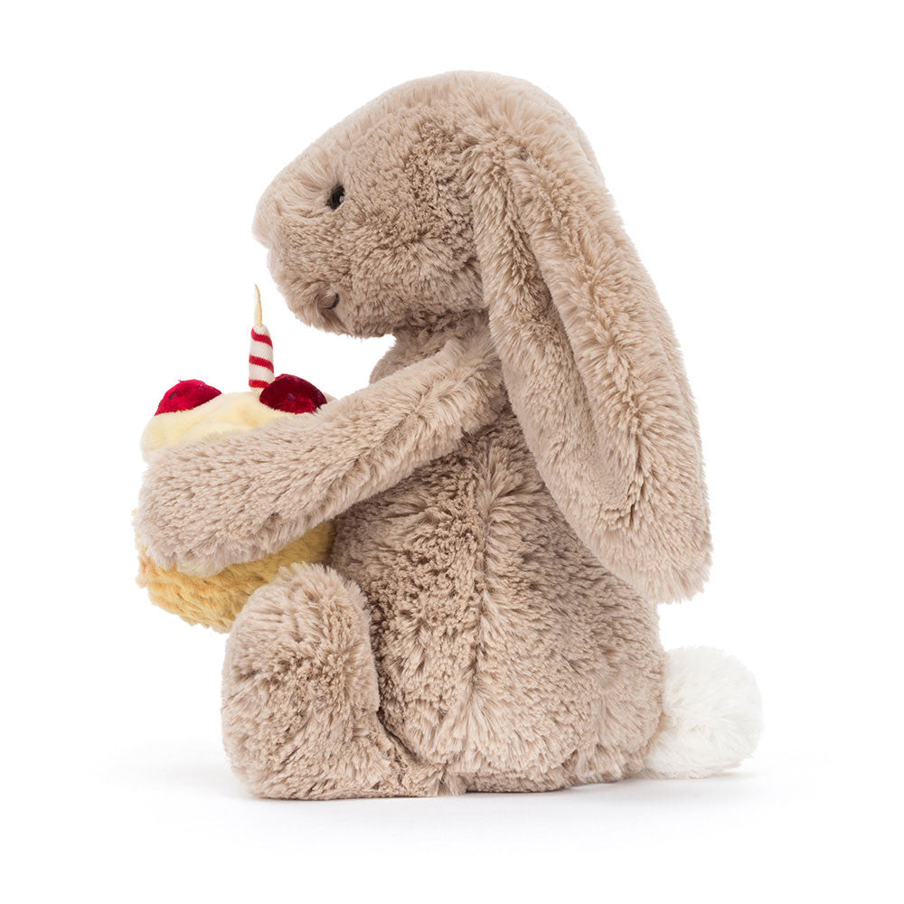 Jellycat 抱抱生日蛋糕兔兔 公仔 Bashful Beige Birthday Bunny Plush - TOYZHOLIC
