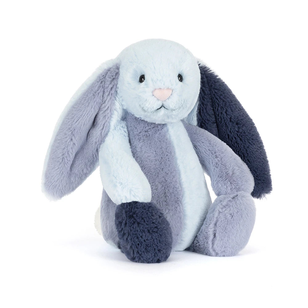 Jellycat 藍色拼色兔 公仔 Bashful Patchwork Blue Puddlesea Bunny Soft Toy - TOYZHOLIC