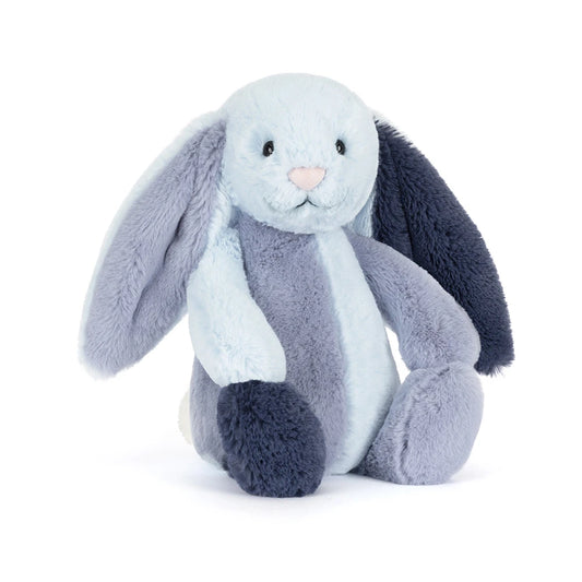 Jellycat 藍色拼色兔 公仔 Bashful Patchwork Blue Puddlesea Bunny Soft Toy - TOYZHOLIC