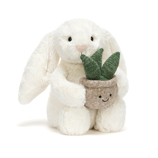 Jellycat 盆栽兔仔 公仔 Cream Bunny with Plant Soft Toy - TOYZHOLIC