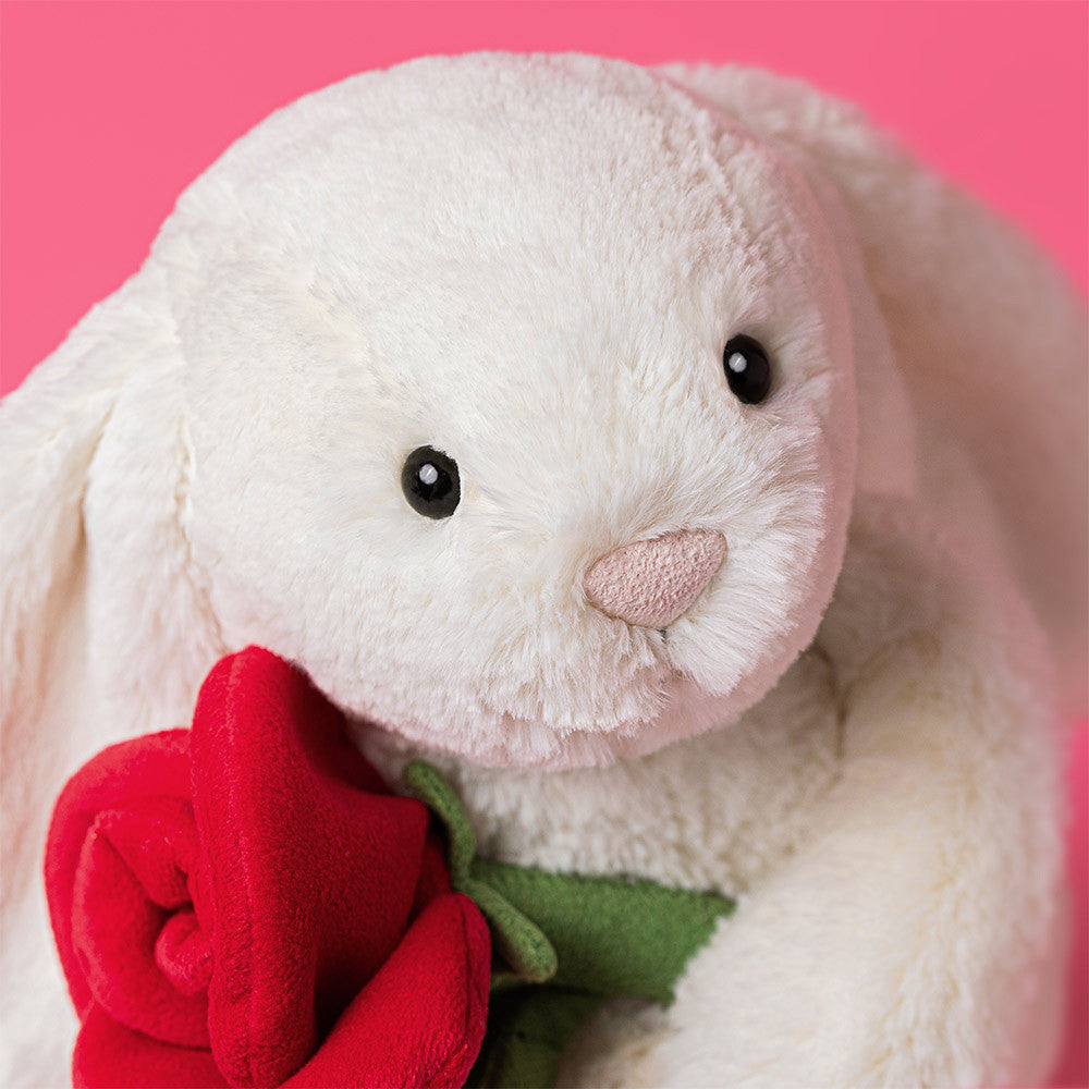 Jellycat 情人節玫瑰花兔仔 中號公仔Cream Bunny with Rose Plush