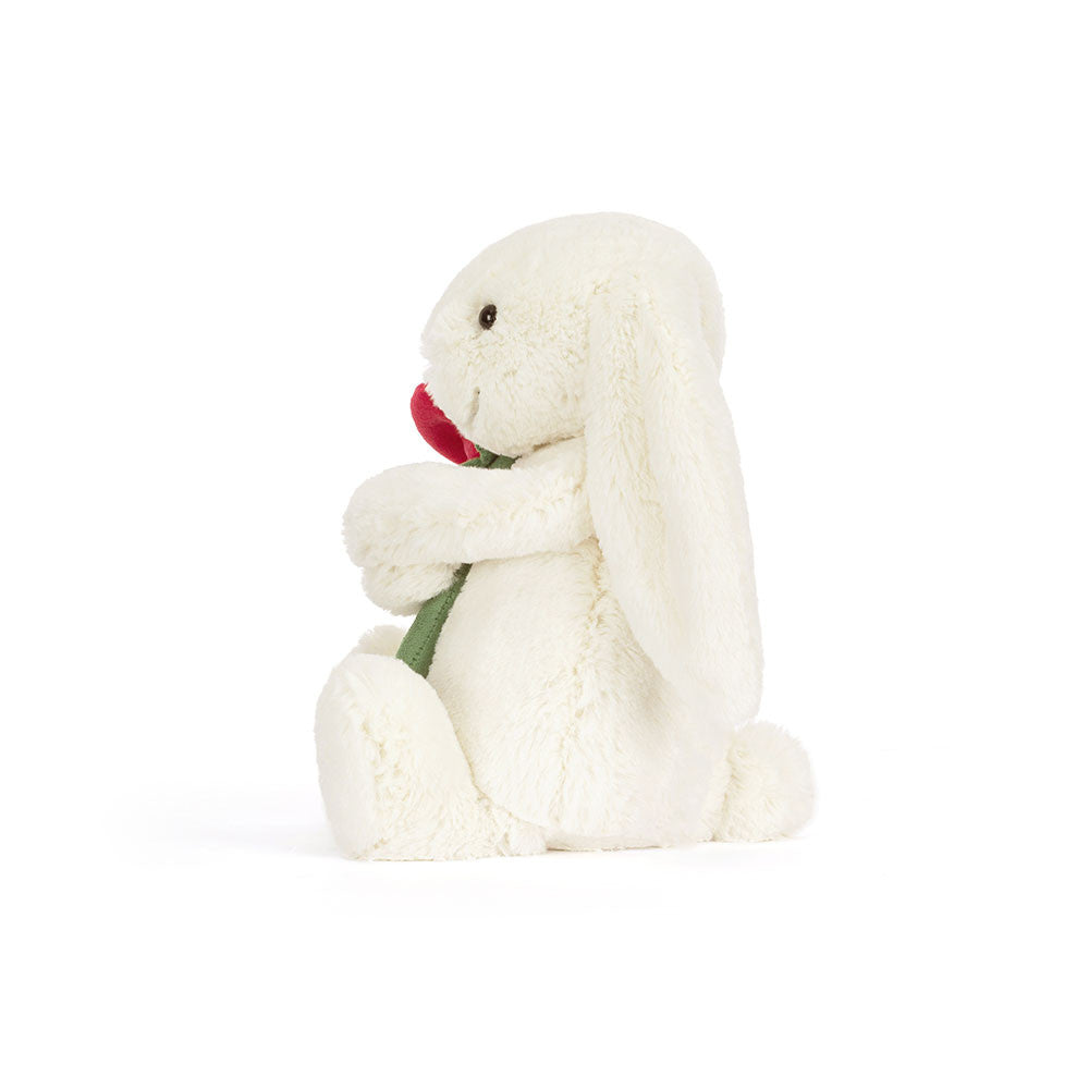 Jellycat 情人節玫瑰花兔仔 中號公仔Cream Bunny with Rose Plush