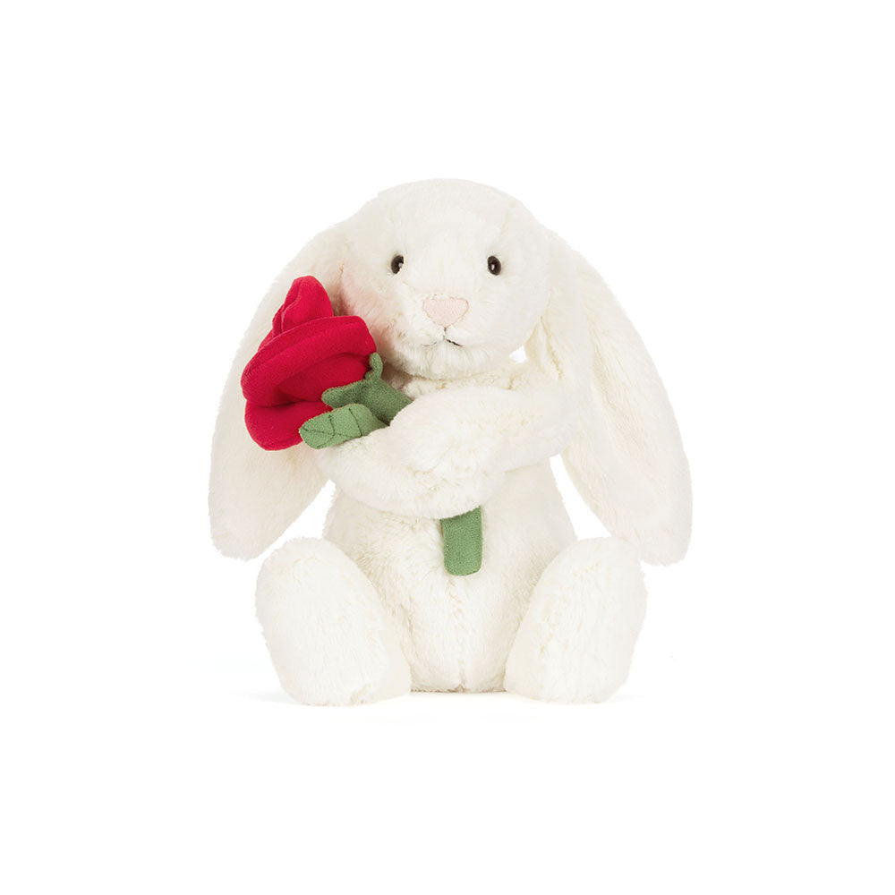 Jellycat 情人節玫瑰花兔仔 中號公仔Cream Bunny with Rose Plush
