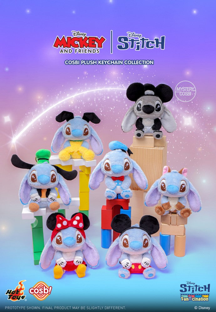 Hot Toys Disney Mickey & Friends X 史迪仔 毛絨鎖匙扣系列 盲盒/ 確認款（一盒六款，款式隨機）Mickey & Friends X Stitch Cosbi Plush Keychain Blind Box/ Confirmed Style