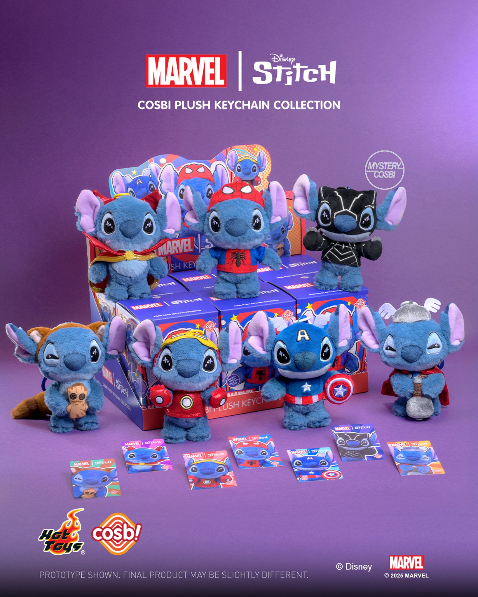 Hot Toys Disney X Marvel 史迪仔系列 毛絨鎖匙扣系列 盲盒（一盒六款，款式隨機）Marvel X Disney Stitch Cosbi Plush Keychain Blind Box - TOYZHOLIC