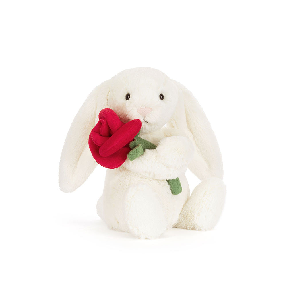 Jellycat 情人節玫瑰花兔仔 中號公仔Cream Bunny with Rose Plush
