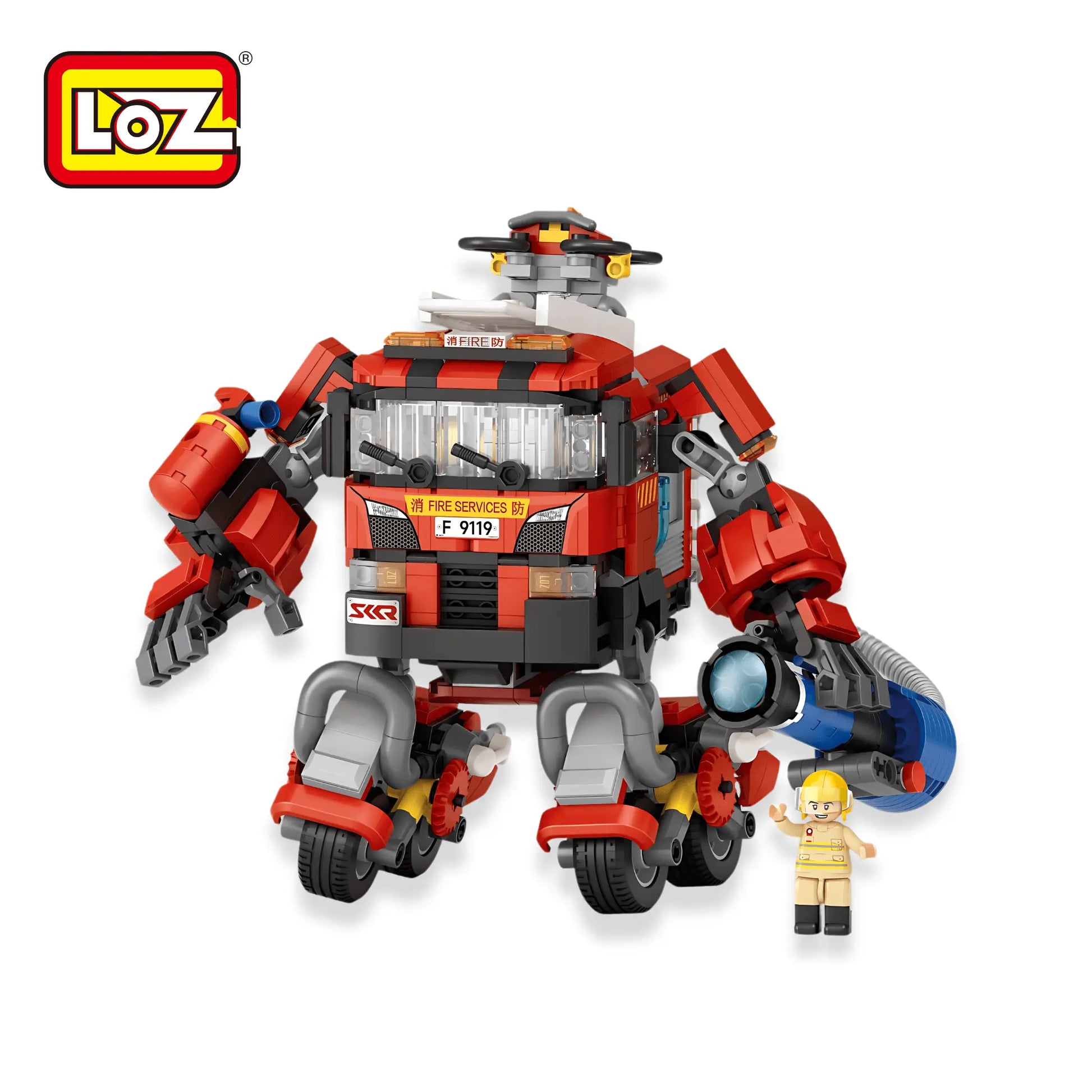 Loz 香港消防車 積木機械人  Hong Kong Fire Truck Building Blocks Robot - TOYZHOLIC