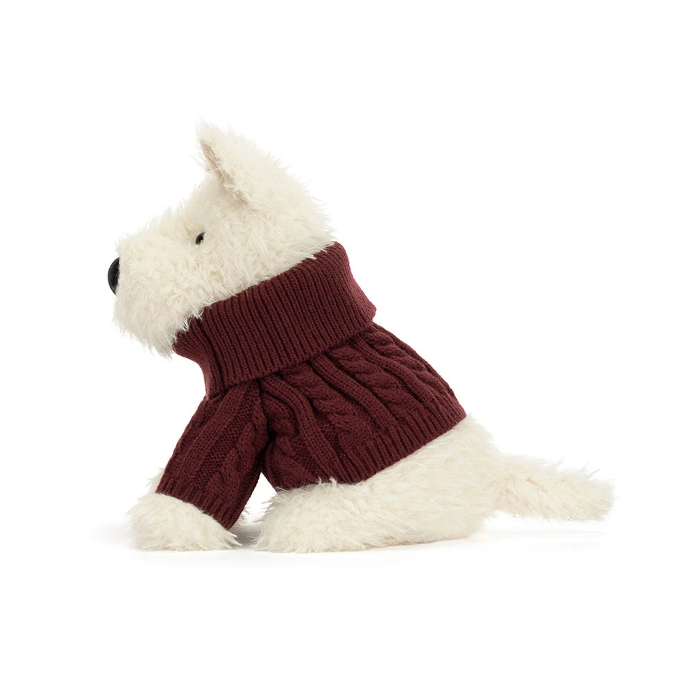 Jellycat 紅色冷衫蘇格蘭爹利西高地犬 公仔 Munro Scottie Dog 'Winter Jumper' Soft Toy - TOYZHOLIC
