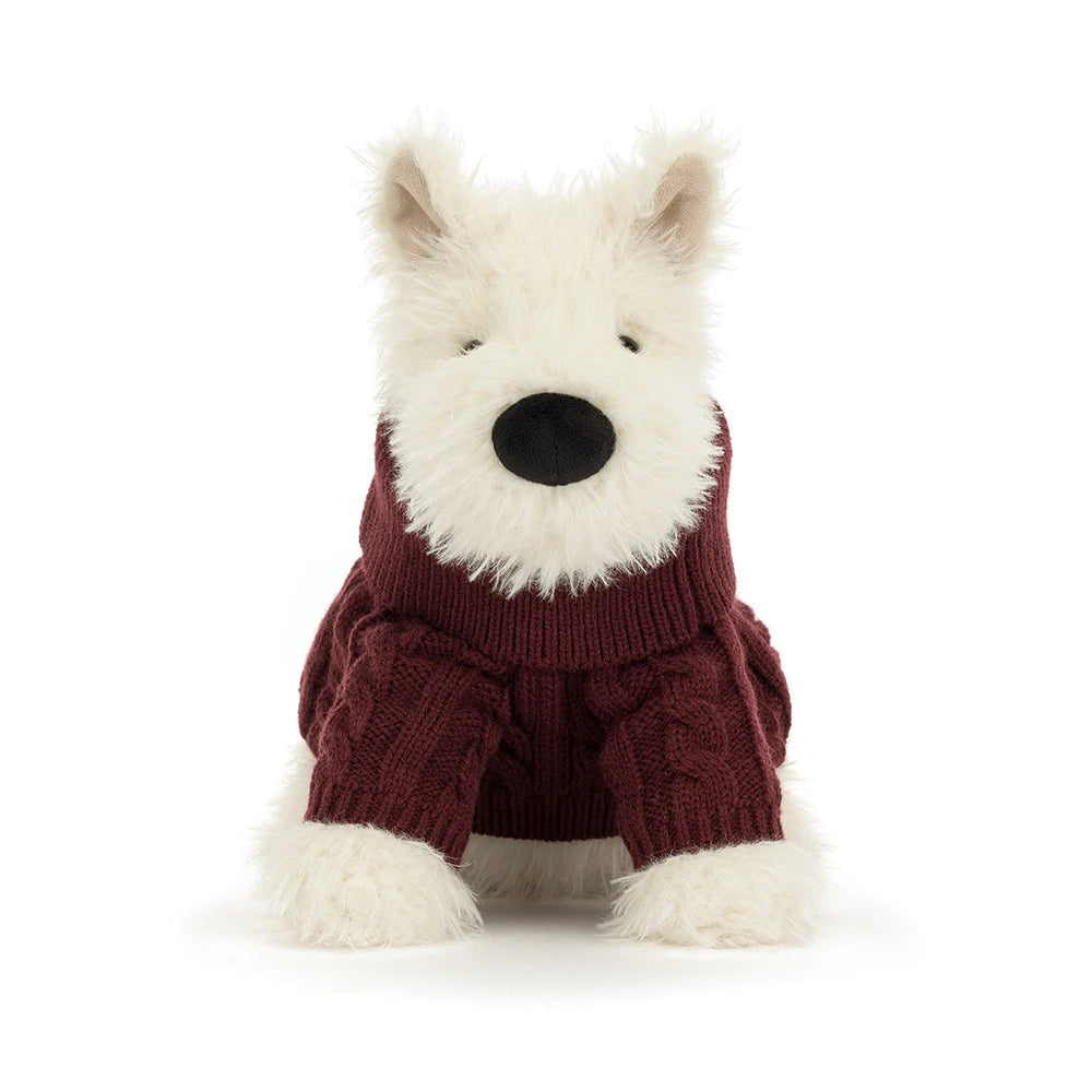 Jellycat 紅色冷衫蘇格蘭爹利西高地犬 公仔 Munro Scottie Dog 'Winter Jumper' Soft Toy - TOYZHOLIC