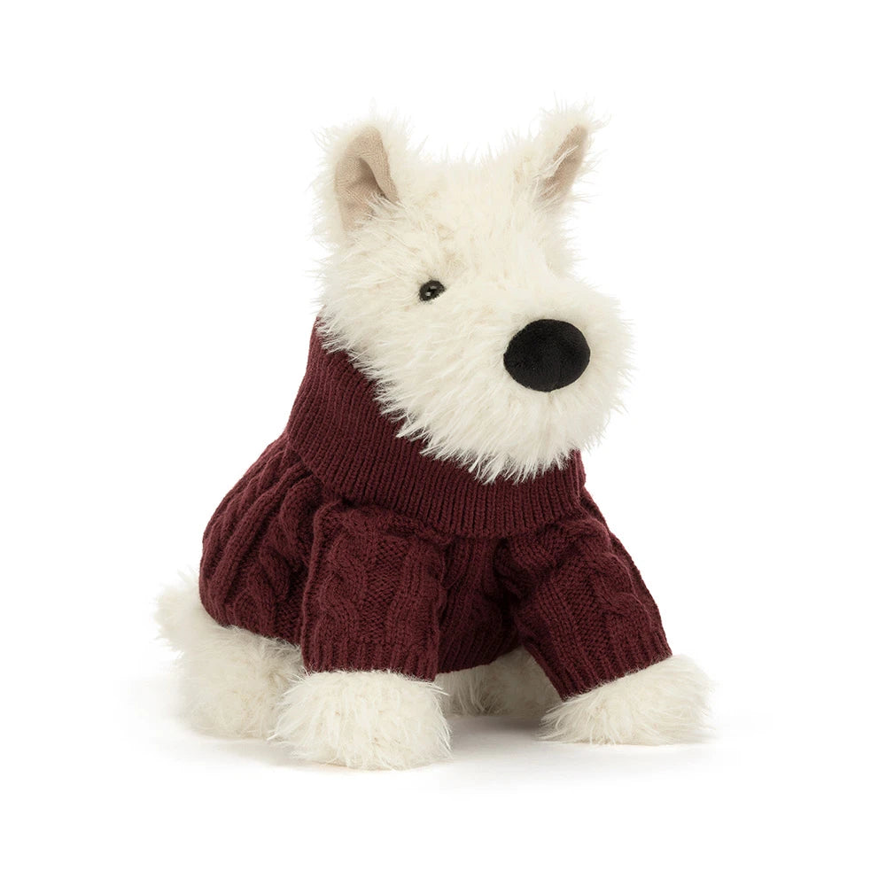 Jellycat 紅色冷衫蘇格蘭爹利西高地犬 公仔 Munro Scottie Dog 'Winter Jumper' Soft Toy - TOYZHOLIC