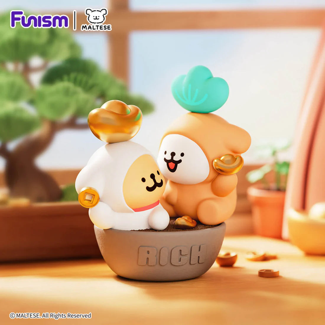 Funism X Maltese 線條小狗 幸運狗狗系列 盲盒  Lucky Paws Series Blind Box（一盒八款，款式隨機） - TOYZHOLIC