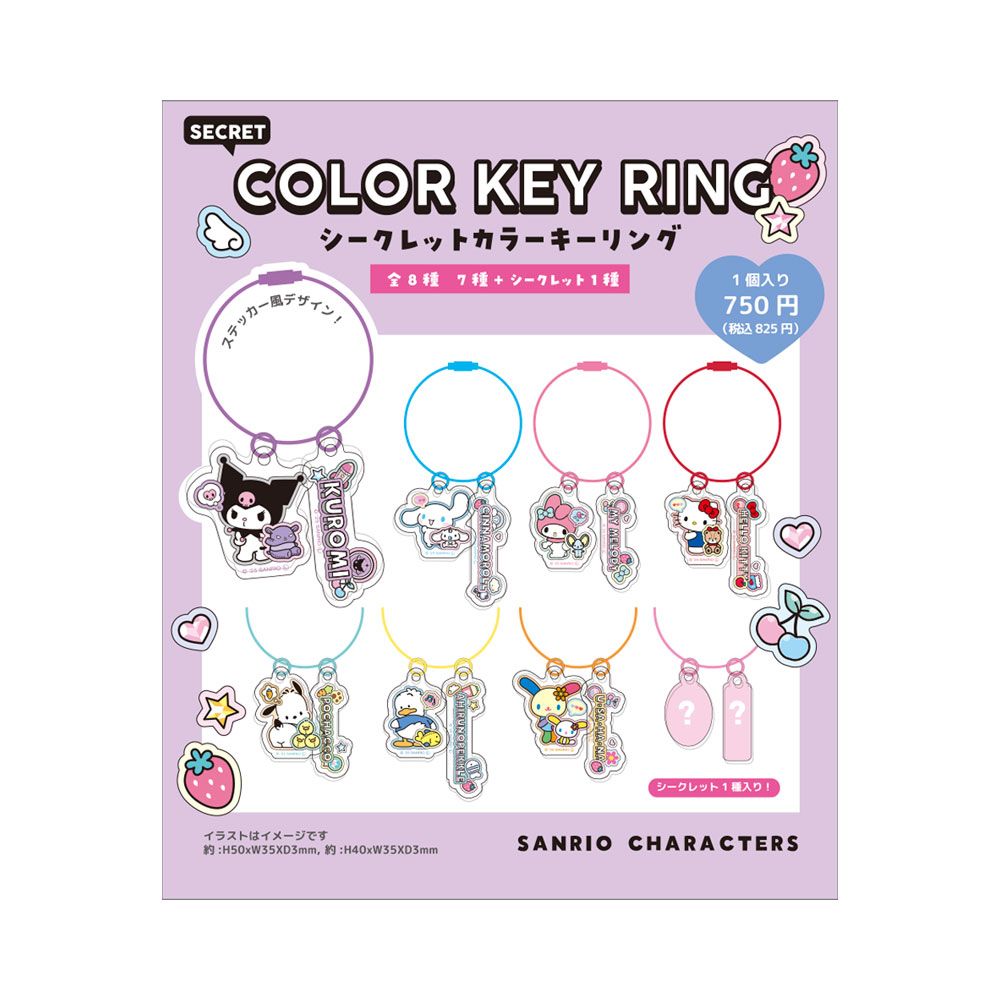 Sanrio Characters Colorful 鐵圈鎖匙扣 盲盒 Wire Key Ring Blind Box （一盒8件，款式隨機) - TOYZHOLIC