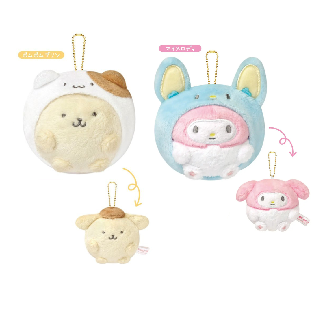 Sanrio Characters 隱藏式 毛絨鎖匙扣 Hidden Plush Keychain (My Melody & Flat/ 布甸狗 Pompom & Muffin） - TOYZHOLIC