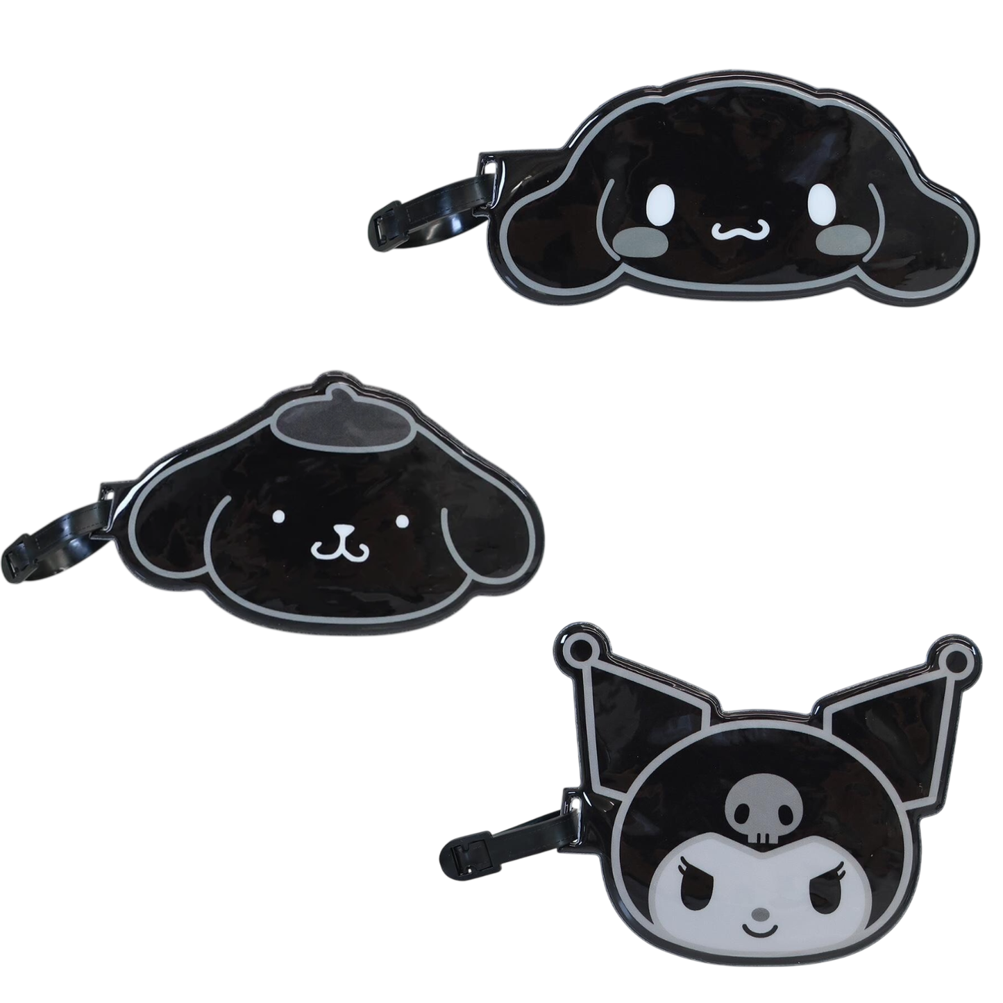 Sanrio Characters 黑白色系列 行李牌 Monochrome Series Die-Cut PVC Luggage Tag (布甸狗 Pompompurin/ Kuromi/ 玉桂狗 Cinnamoroll） - TOYZHOLIC