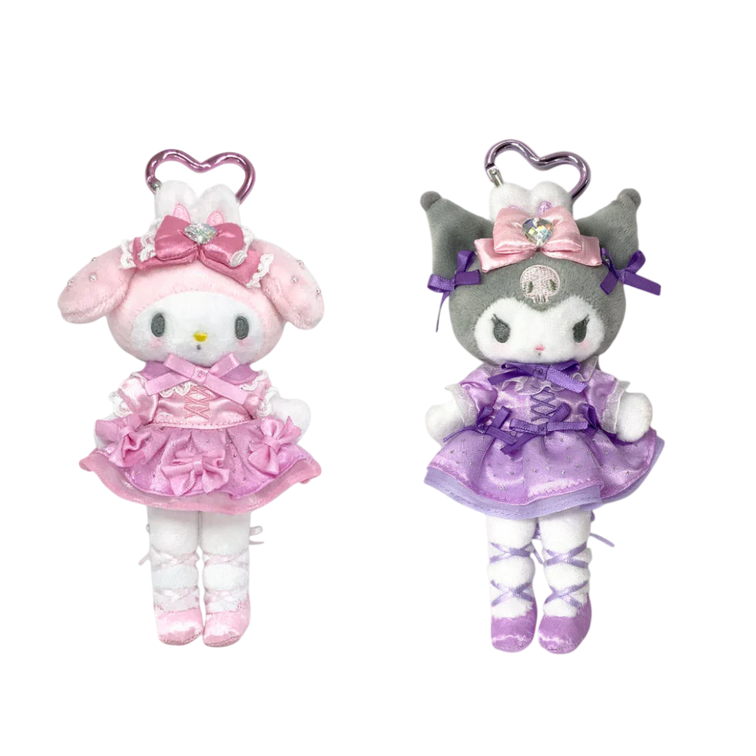 Sanrio Characters My Sweet Piano 芭蕾舞長腿系列  公仔掛飾 Bunnies Ballerina Style-up Series Plush Charm (My Melody/ Kuromi) - TOYZHOLIC